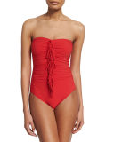 Fringe-Front Bandeau One-Piece Swimsuit