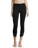 Edge Mesh-Panel Capri Sport Leggings, Black