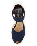 Erika Stretch Espadrille Wedge, Navy