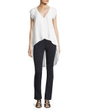 Go Tailgate High-Low Stretch-Silk Top