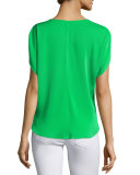 Dolman-Sleeve V-Neck Top, Green