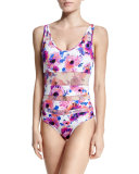 Floral-Print Mesh Cutout One-Piece Swimsuit