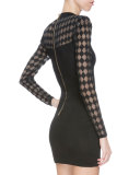 Harlequin-Print Illusion Dress, Black