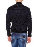 Tape-Trimmed Bomber Jacket, Navy