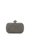 Metal Intrecciato Knot Frame Clutch Bag, Silvertone