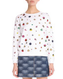 Tanami Flower Crewneck Sweatshirt, White