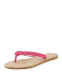 Fiona Studded Flat Thong Sandal, Fuchsia