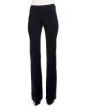 Serge Zip-Front Flare-Leg Pants, Navy