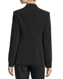 Crepe Single-Button Blazer, Black
