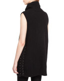 Cashmere-Blend Lace-Up Turtleneck Gilet
