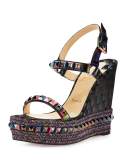 Cataclou Printed 120mm Wedge Red Sole Sandal, Multi