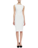 Sleeveless Boat-Neck Sheath Dress, Ivory