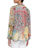 Milla Long-Sleeve Floral-Print Blouse, Plus Size