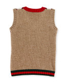 Gilet Wool Argyle Sweater Vest, Camel/Red/Green, Size 6-36 Months