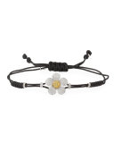 Pull-Cord Bracelet with Diamond & Sapphire Daisy in 18K White Gold
