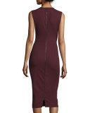 Sleeveless Twist-Front Sheath Dress, Bordeaux