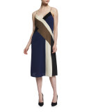 Frederica Colorblock Silk Slip Dress