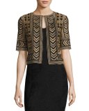 Priya Embroidered Cropped Jacket, Bronze