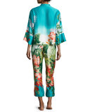 Birds of Paradise Floral-Print Pajama Set, Freshwater