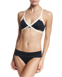 Olivia Contrast-Trim Bralette Swim Top, Black