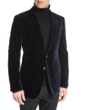 Shelton Base Velvet Sport Jacket, Navy