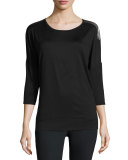 Tranquility Metallic-Back Performance Tunic, Black