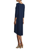 3/4-Sleeve Silk Jersey Dress 