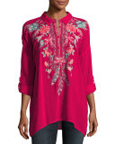 Hummingbird Long-Sleeve Embroidered Blouse