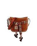 Gemini Small Patent Hobo Bag, Umber