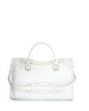 Metallic Edge Mini City Bag, White