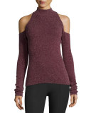 Inspire Cold-Shoulder Mock-Neck Top, Plum