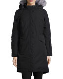 Snap-Front Hooded Faux-Fur-Trim Parka Jacket