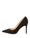 Hazel Pointed-Toe Suede Pump, Black