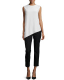Gabardine Stretch Ankle Pants, Black
