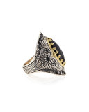 Silver & 18k Gold Spinel Oval Ring