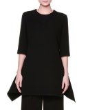 Half-Sleeve Fit-&-Flare Tunic, Black
