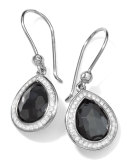 Stella Teardrop Earrings in Hematite & Diamonds, 28mm