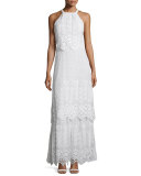 Edna Crocheted-Lace Halter Maxi Dress