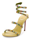 Beaded Snake 105mm Sandal, Green/Multi