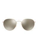 Hassett Mirrored Round Sunglasses, Gold/Gray