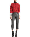 Paillette Chevron Cropped Pants, Onyx