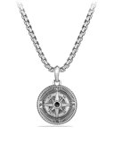 Maritime Sterling Silver Compass Amulet w/Black Diamond