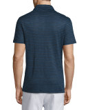 Feeder-Stripe Short-Sleeve Polo Shirt, Twilight Blue