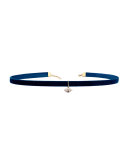 Velvet Choker Necklace with Evil Eye Charm, Blue