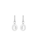 18K White Gold Diamond & Pearl Drop Earrings