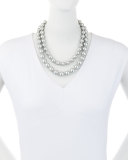 pearly two-strand necklace, gray/multi