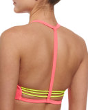 Popoyo Reversible High-Neck Swim Top, Hot Pink
