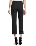 Cropped Stretch-Wool Pants, Black