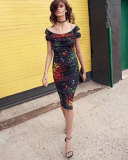 Printed Cold-Shoulder Cap-Sleeve Dress, Multi