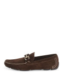 Parigi Suede Gancini Driver, Dark Brown
